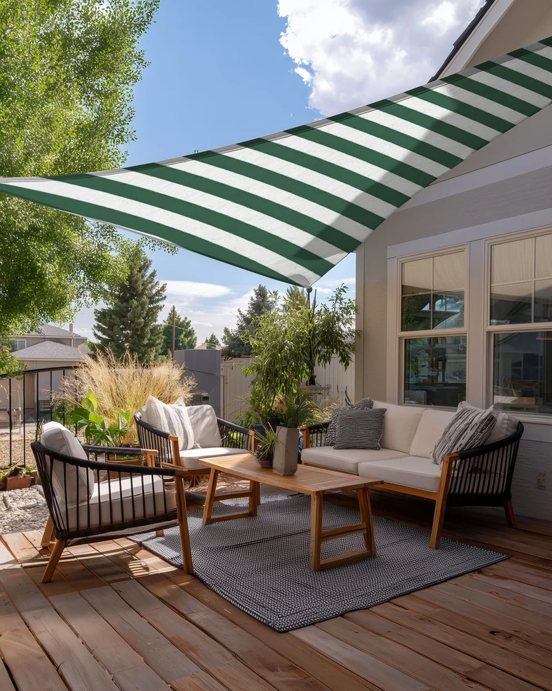 UVShield™ Striped Waterproof Custom Triangle Sun Shade Sail