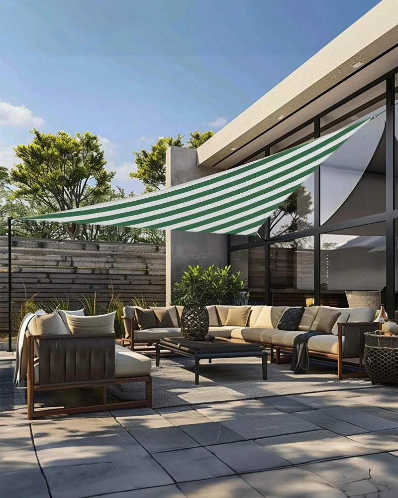 UVShield™ Striped Waterproof Custom Triangle Sun Shade Sail