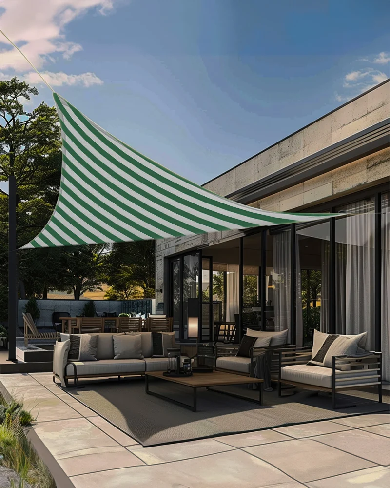 UVShield™ Striped Waterproof Custom Triangle Sun Shade Sail