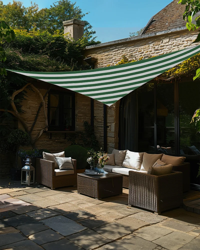 UVShield™ Striped Waterproof Custom Triangle Sun Shade Sail