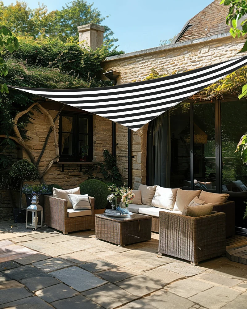 UVShield™ Striped Waterproof Custom Triangle Sun Shade Sail