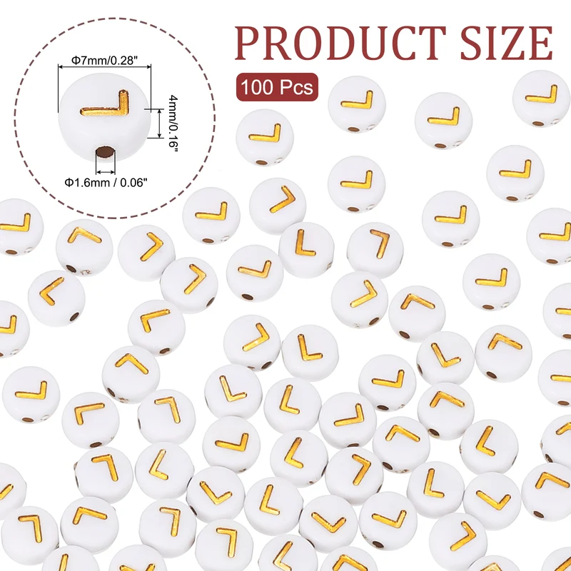 Alphabet Beads, 100 Pcs Gold Letter Beads Acrylic Charms, 4x7mm, Letter L