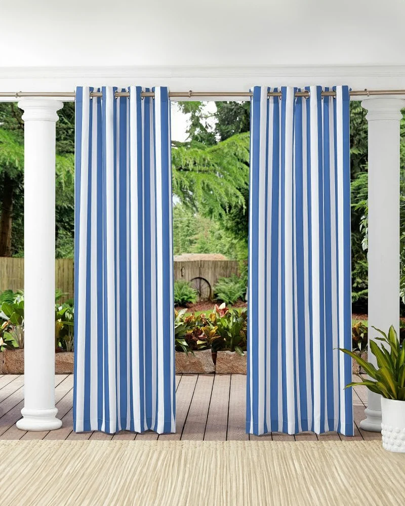 FadeShield Pro™ Fade-Resistant & Waterproof Lightweight Striped Custom Outdoor Curtain