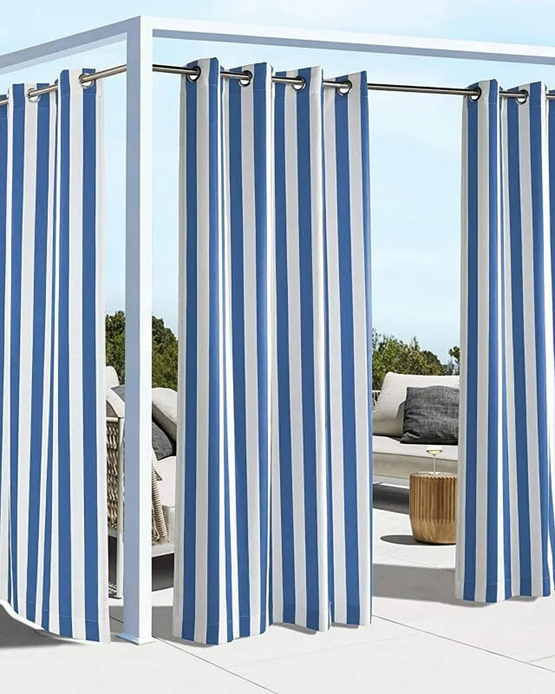 FadeShield Pro™ Fade-Resistant & Waterproof Lightweight Striped Custom Outdoor Curtain