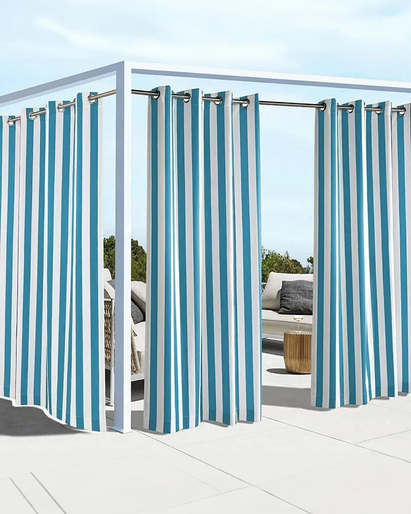 FadeShield Pro™ Fade-Resistant & Waterproof Lightweight Striped Custom Outdoor Curtain