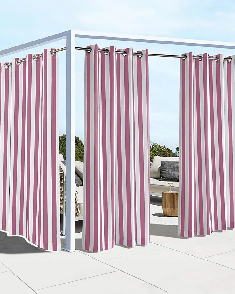 FadeShield Pro™ Fade-Resistant & Waterproof Lightweight Striped Custom Outdoor Curtain