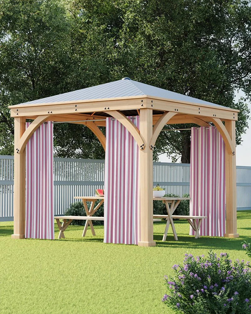 FadeShield Pro™ Fade-Resistant & Waterproof Lightweight Striped Custom Outdoor Curtain