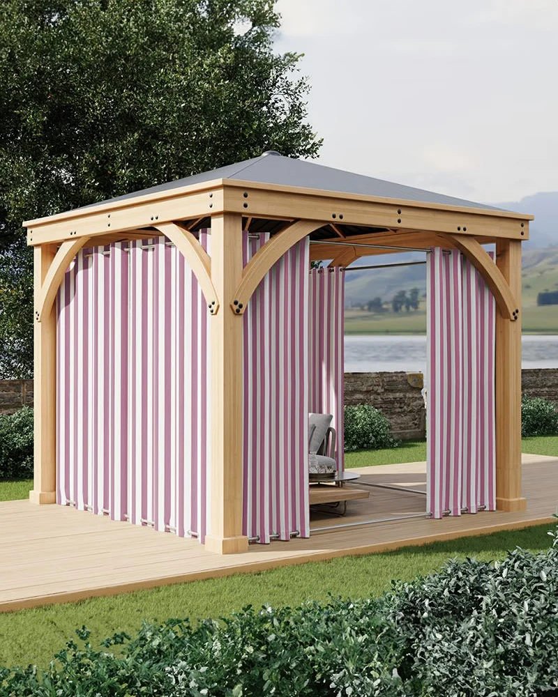 FadeShield Pro™ Fade-Resistant & Waterproof Lightweight Striped Custom Outdoor Curtain