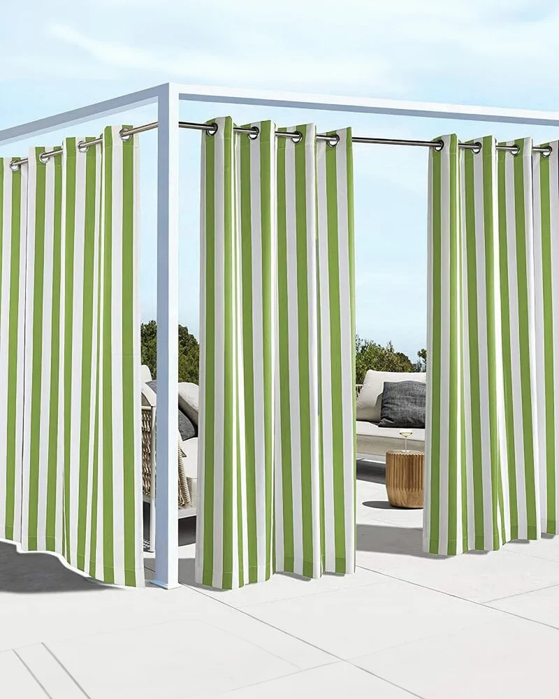 FadeShield Pro™ Fade-Resistant & Waterproof Lightweight Striped Custom Outdoor Curtain