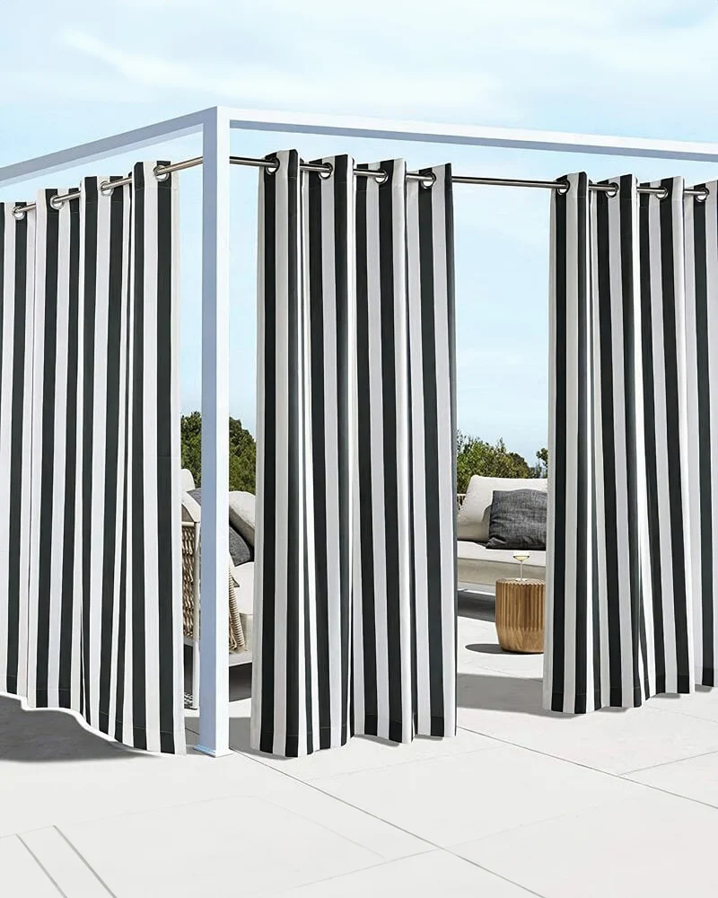 FadeShield Pro™ Fade-Resistant & Waterproof Lightweight Striped Custom Outdoor Curtain