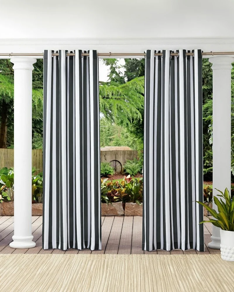 FadeShield Pro™ Fade-Resistant & Waterproof Lightweight Striped Custom Outdoor Curtain