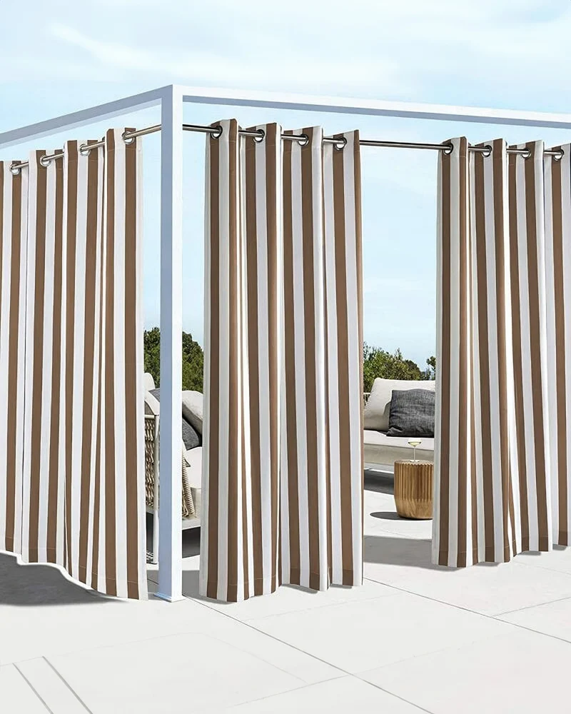 FadeShield Pro™ Fade-Resistant & Waterproof Lightweight Striped Custom Outdoor Curtain
