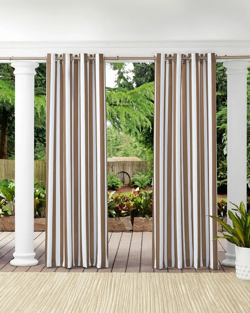 FadeShield Pro™ Fade-Resistant & Waterproof Lightweight Striped Custom Outdoor Curtain