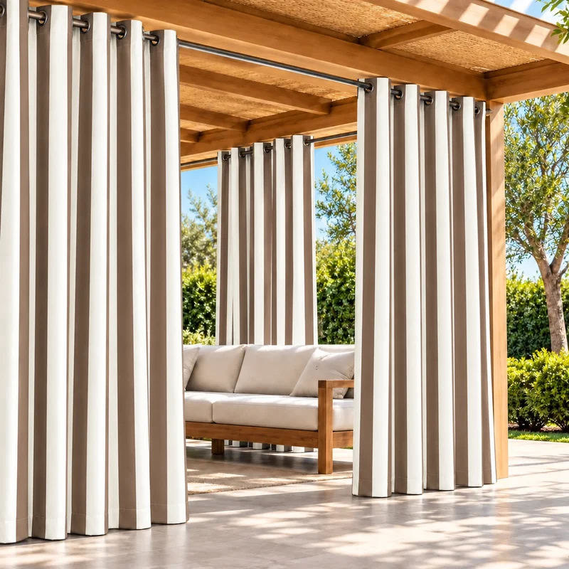 FadeShield Pro™ Fade-Resistant & Waterproof Lightweight Striped Custom Outdoor Curtain