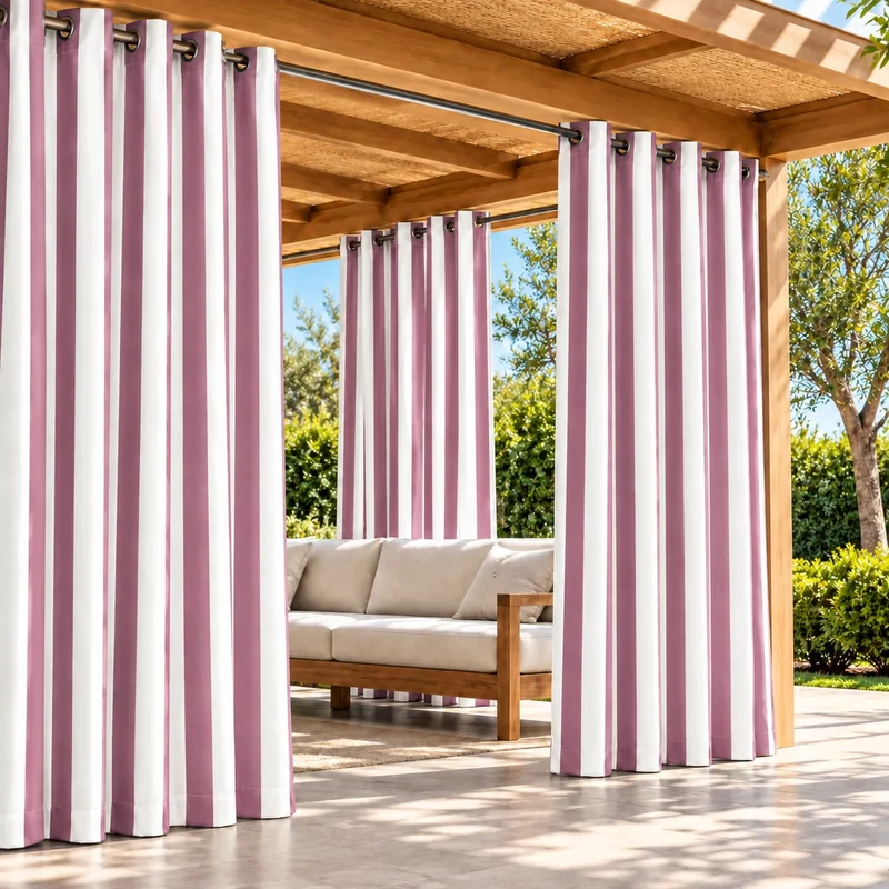FadeShield Pro™ Fade-Resistant & Waterproof Lightweight Striped Custom Outdoor Curtain