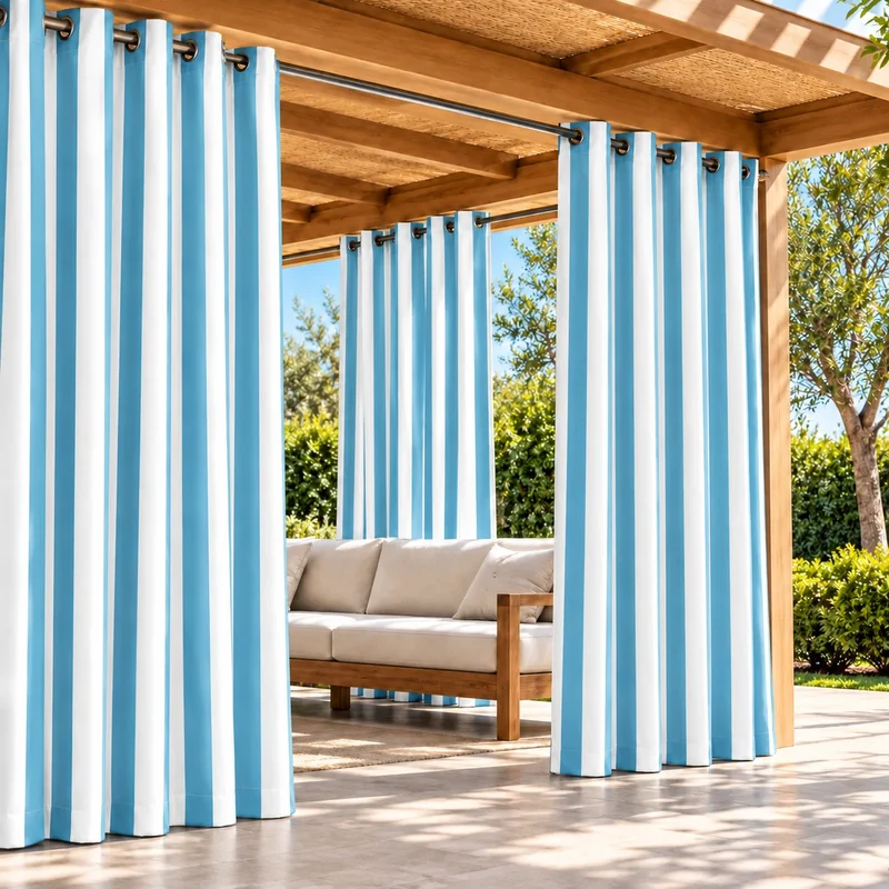 FadeShield Pro™ Fade-Resistant & Waterproof Lightweight Striped Custom Outdoor Curtain