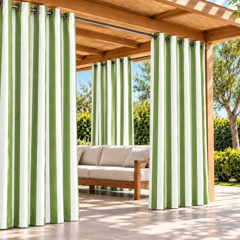 FadeShield Pro™ Fade-Resistant & Waterproof Lightweight Striped Custom Outdoor Curtain