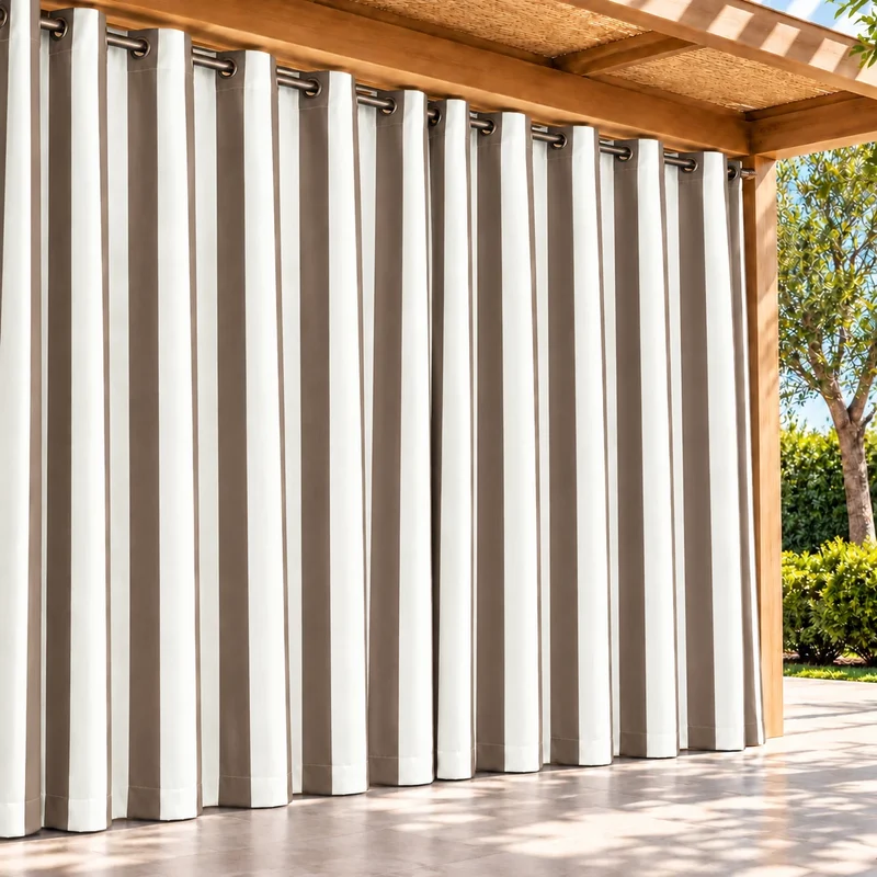 FadeShield Pro™ Fade-Resistant & Waterproof Lightweight Striped Custom Outdoor Curtain