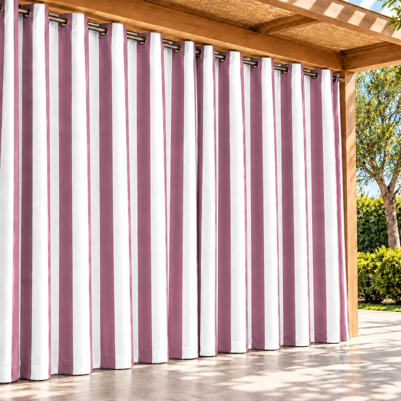 FadeShield Pro™ Fade-Resistant & Waterproof Lightweight Striped Custom Outdoor Curtain