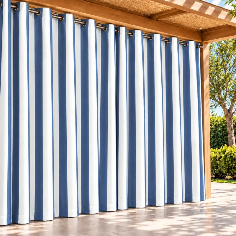 FadeShield Pro™ Fade-Resistant & Waterproof Lightweight Striped Custom Outdoor Curtain