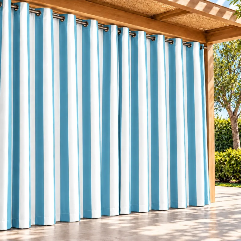 FadeShield Pro™ Fade-Resistant & Waterproof Lightweight Striped Custom Outdoor Curtain
