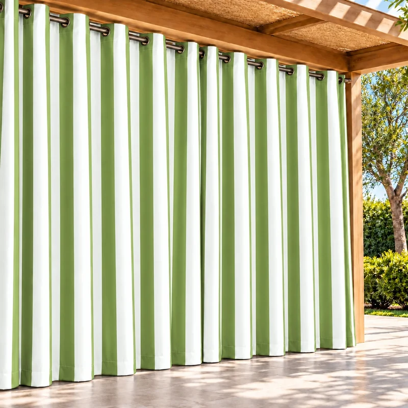 FadeShield Pro™ Fade-Resistant & Waterproof Lightweight Striped Custom Outdoor Curtain