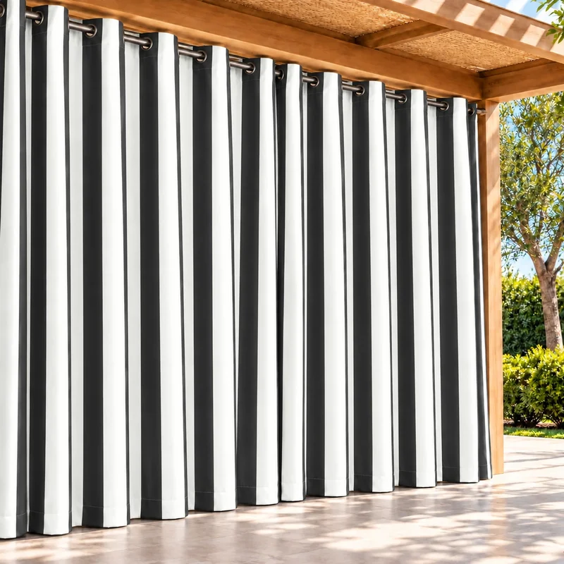 FadeShield Pro™ Fade-Resistant & Waterproof Lightweight Striped Custom Outdoor Curtain