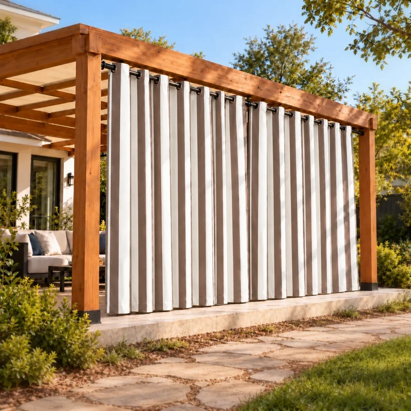 FadeShield Pro™ Fade-Resistant & Waterproof Lightweight Striped Custom Outdoor Curtain