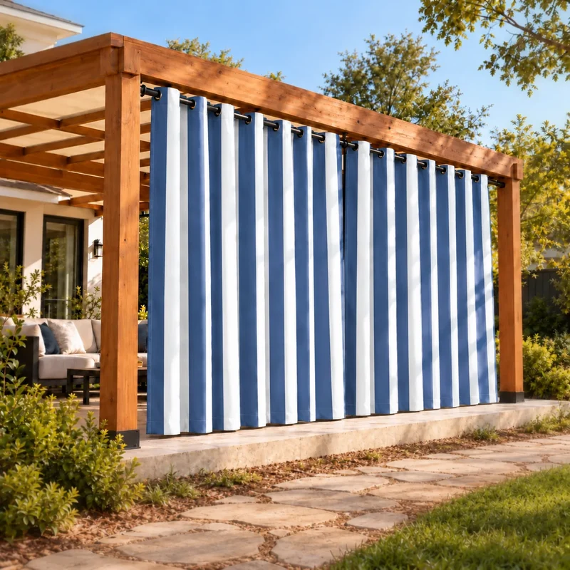 FadeShield Pro™ Fade-Resistant & Waterproof Lightweight Striped Custom Outdoor Curtain