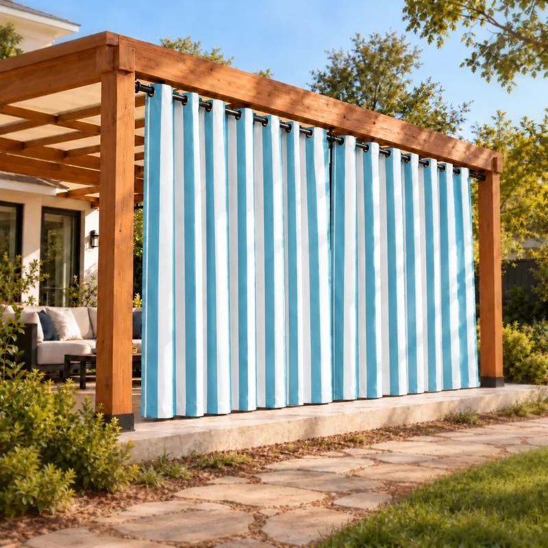 FadeShield Pro™ Fade-Resistant & Waterproof Lightweight Striped Custom Outdoor Curtain