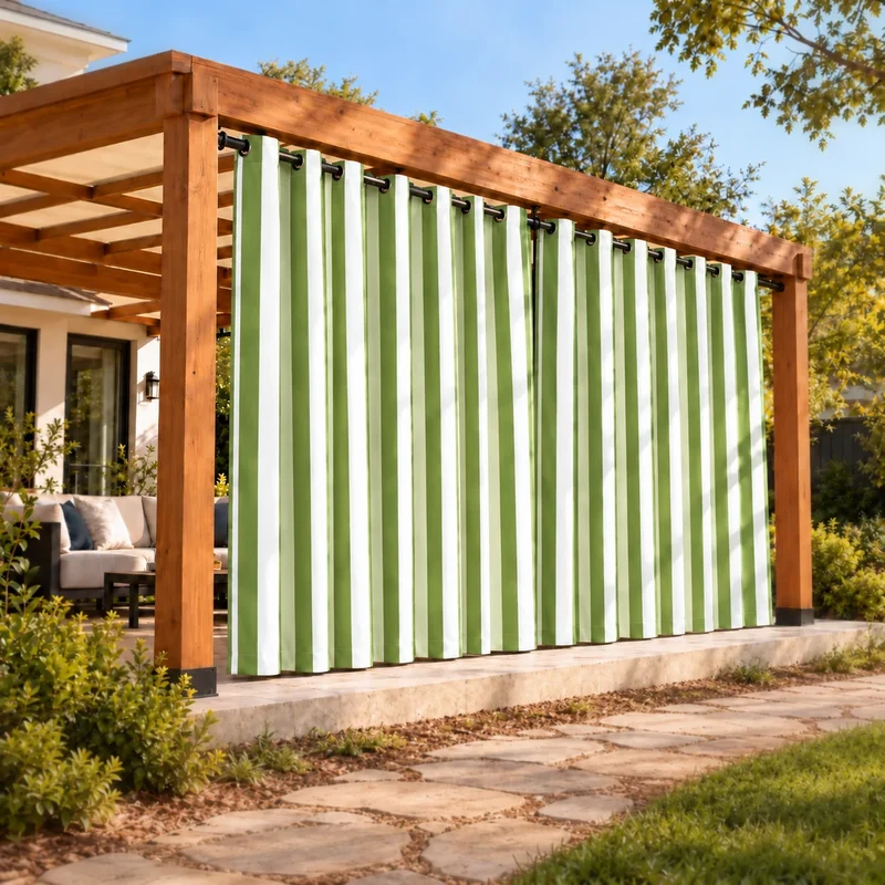 FadeShield Pro™ Fade-Resistant & Waterproof Lightweight Striped Custom Outdoor Curtain