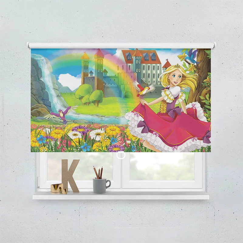 Springrollo Motiv "Prinzessin Regenbogen Schloss"