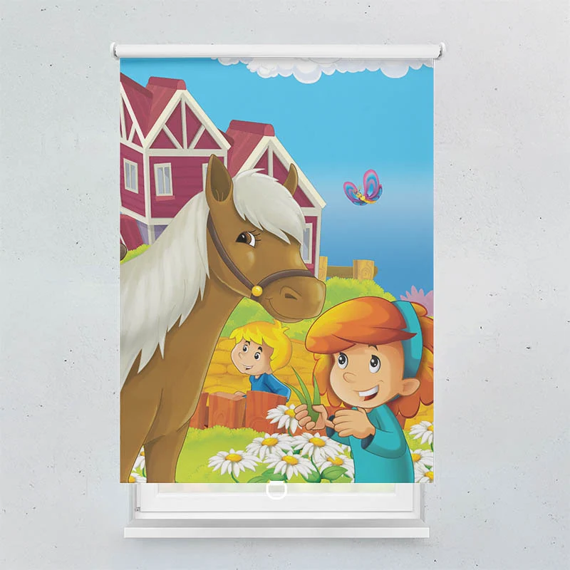 Springrollo Motiv "Maedchen mit Pferd"