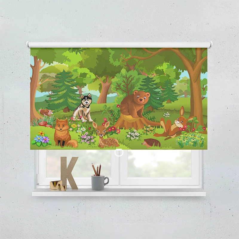 Springrollo Motiv "Wilde Tiere im Wald"