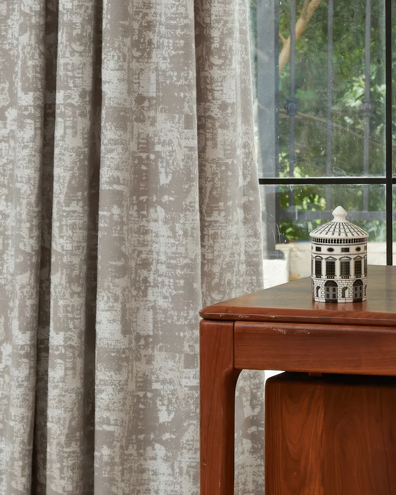 Mist 4 Layers Patterned Heavyweight Soundproof Thermal 100% Blackout Anti-Dust Custom Curtain