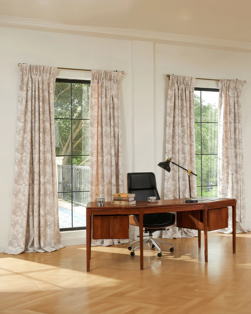 Mist 4 Layers Patterned Heavyweight Soundproof Thermal 100% Blackout Anti-Dust Custom Curtain