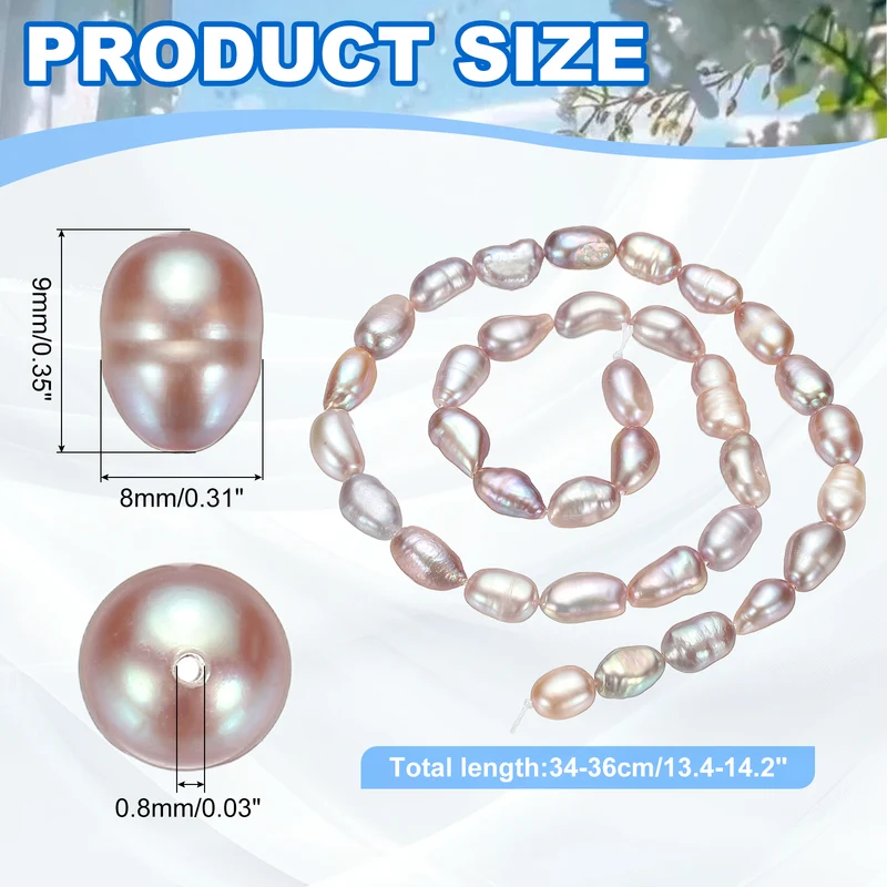 Freshwater Pearl Beads, 8-9mm Straight Hole Pearl String, Purple