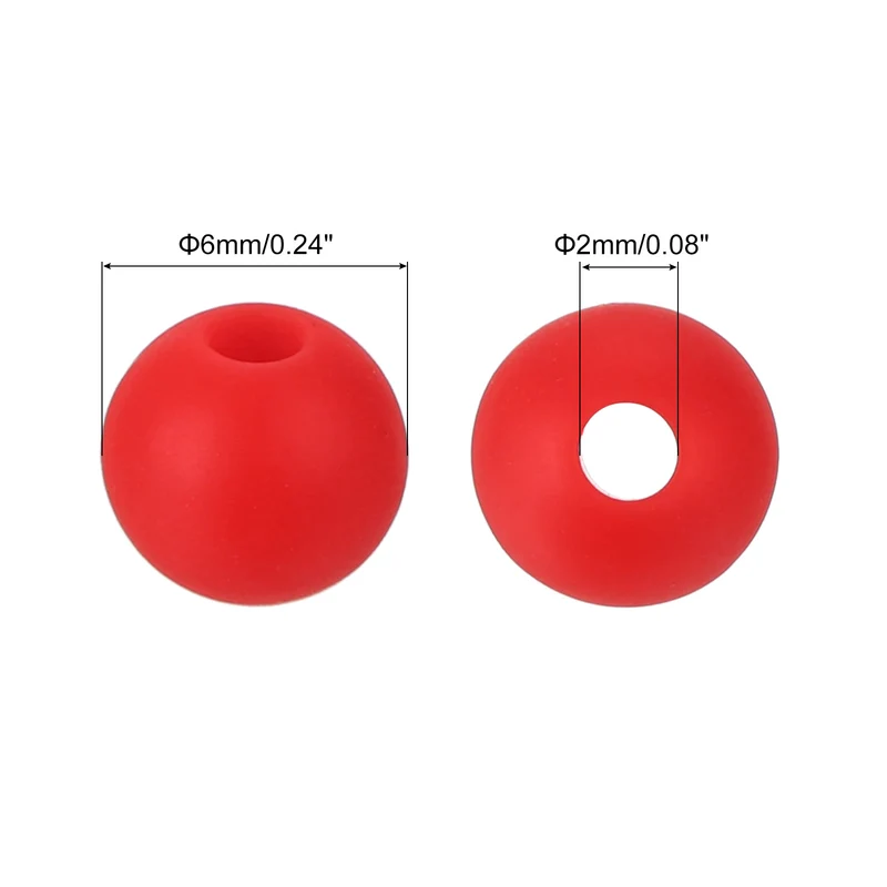 50Pcs 6mm Silicone Beads Round Loose Rubber Bead for DIY Dark Red