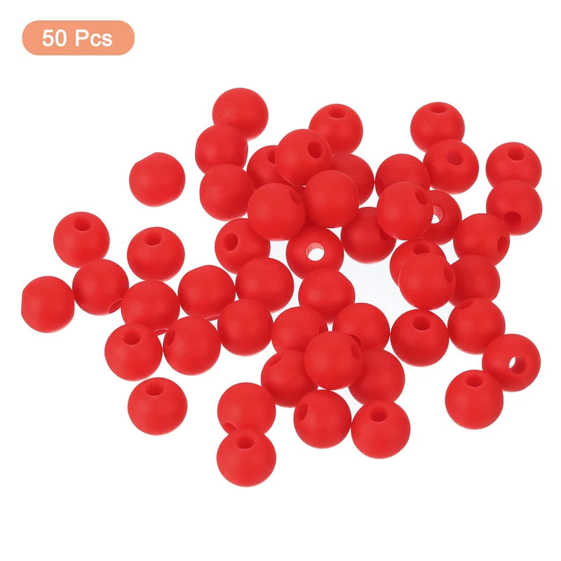 50Pcs 6mm Silicone Beads Round Loose Rubber Bead for DIY Dark Red