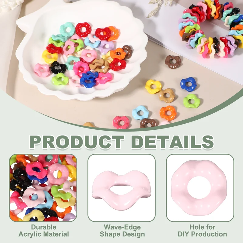 50 Pcs Wavy Spacers, Acrylic Flower Beads Wave Focal Bead, Light Pink