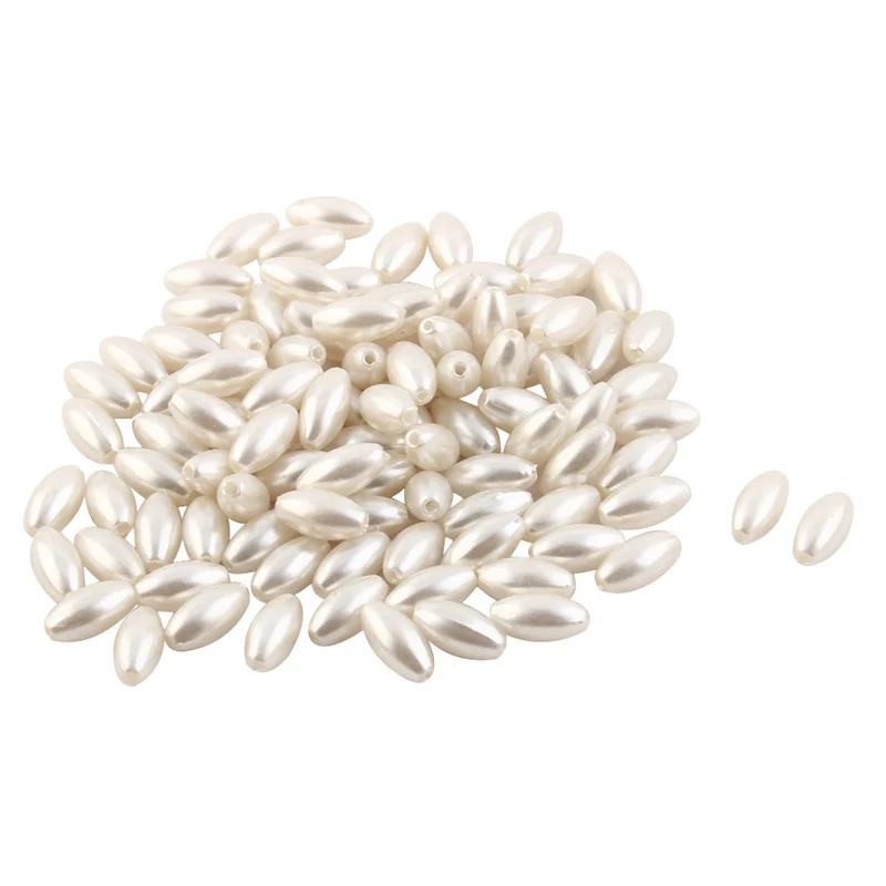 Wedding Veil Dress Rice Shaped DIY Loose Beads Imitation Pearl Headwear Accessary 100pcs