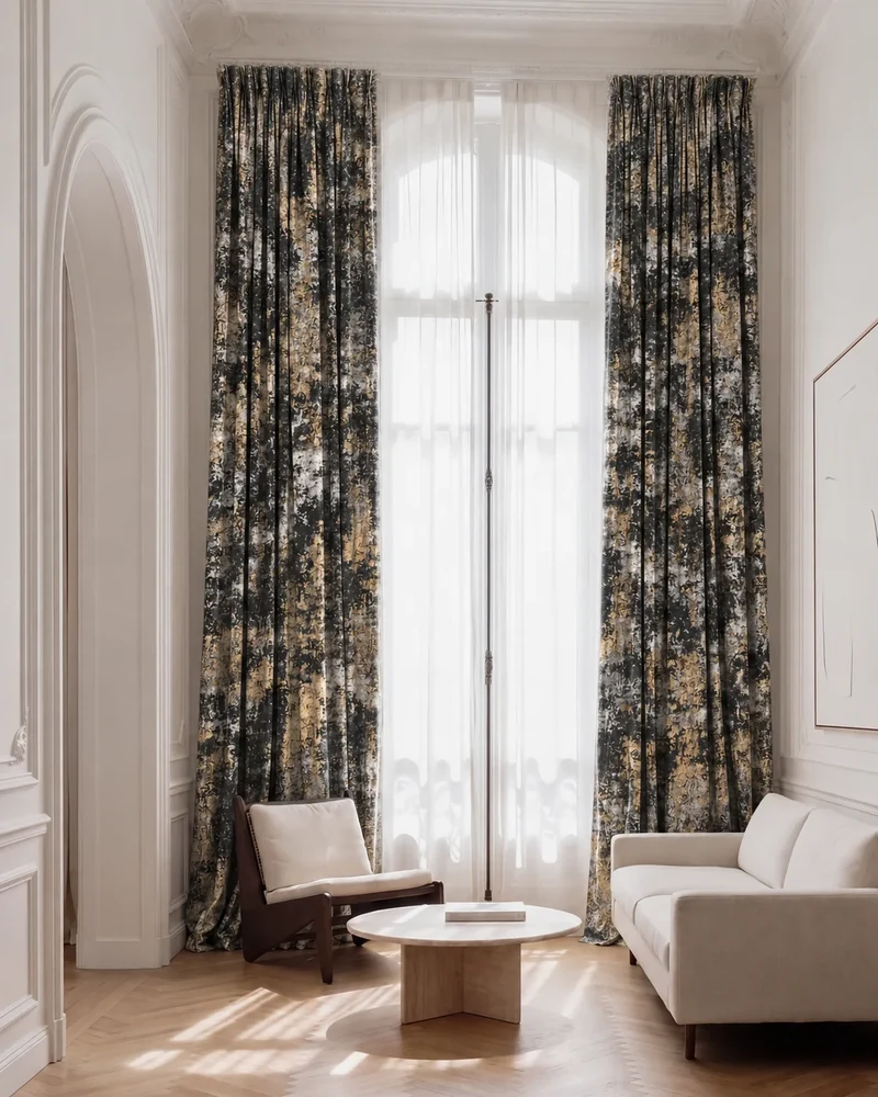 Impression Foil Printed Velvet Patterned Custom Curtain | Designed in Italy