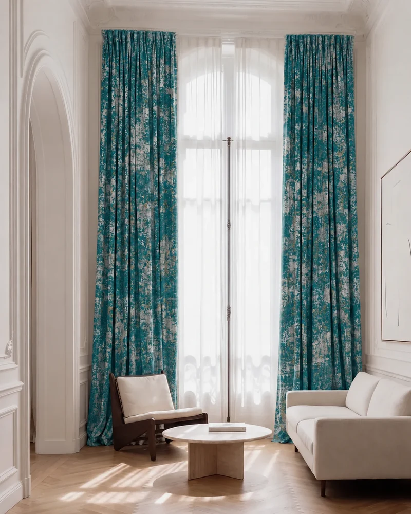 Impression Foil Printed Velvet Patterned Custom Curtain | Designed in Italy
