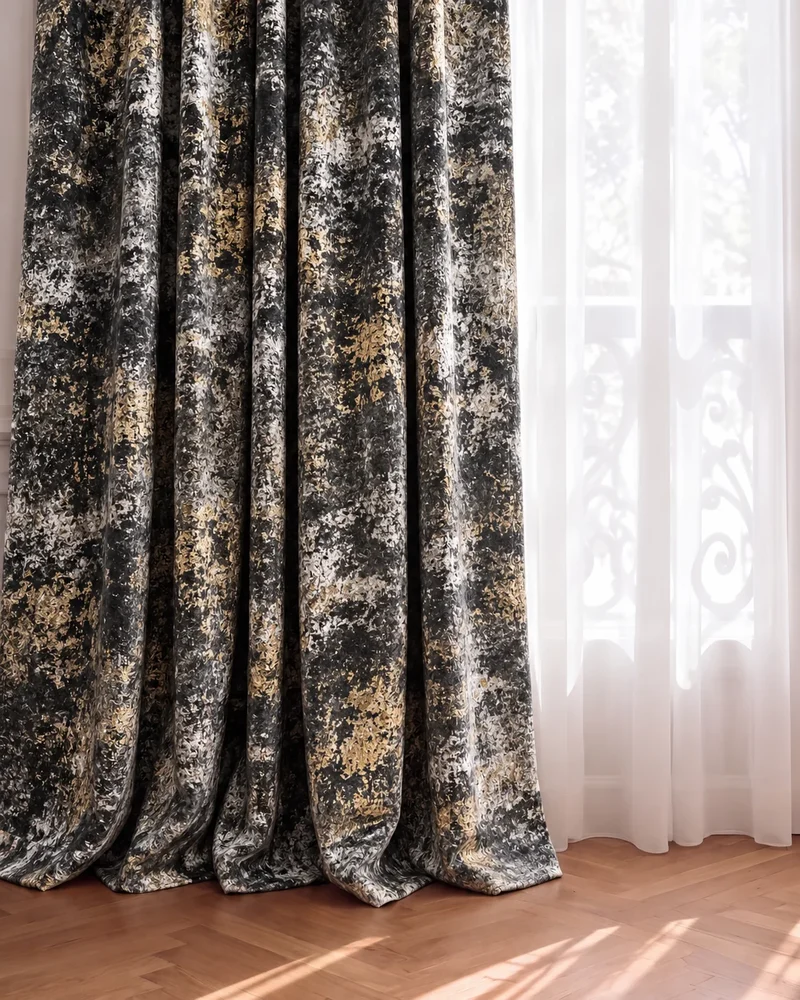 Impression Foil Printed Velvet Patterned Custom Curtain | Designed in Italy