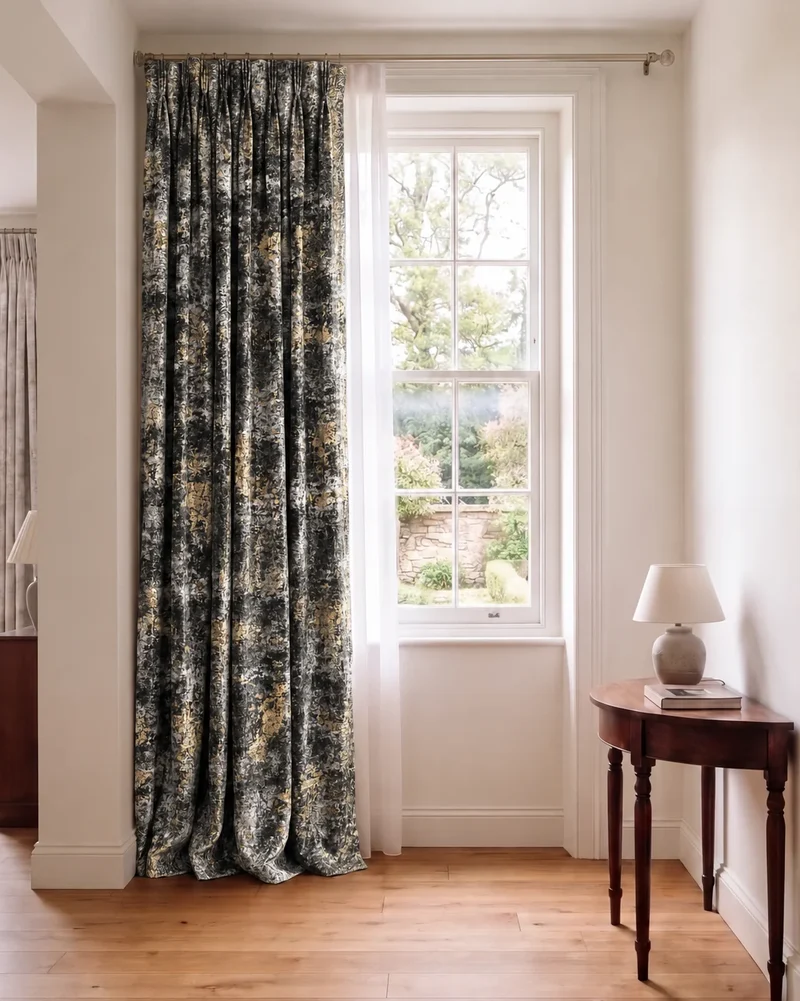 Impression Foil Printed Velvet Patterned Custom Curtain | Designed in Italy