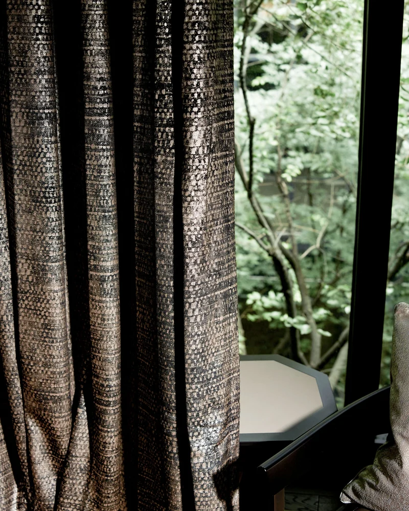 Pebbles Foil Printed Velvet Patterned Custom Curtain | Designed in Italy
