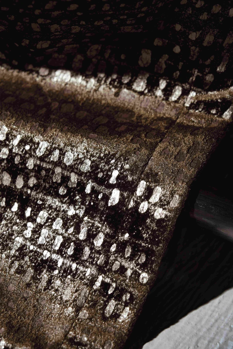 Pebbles Foil Printed Velvet Patterned Custom Curtain | Designed in Italy