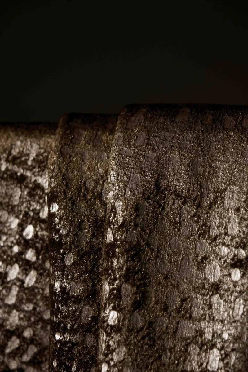 Pebbles Foil Printed Velvet Patterned Custom Curtain | Designed in Italy