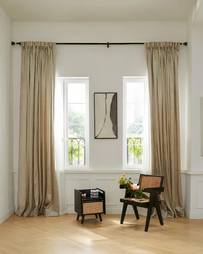 Pebbles Foil Printed Velvet Patterned Custom Curtain | Designed in Italy