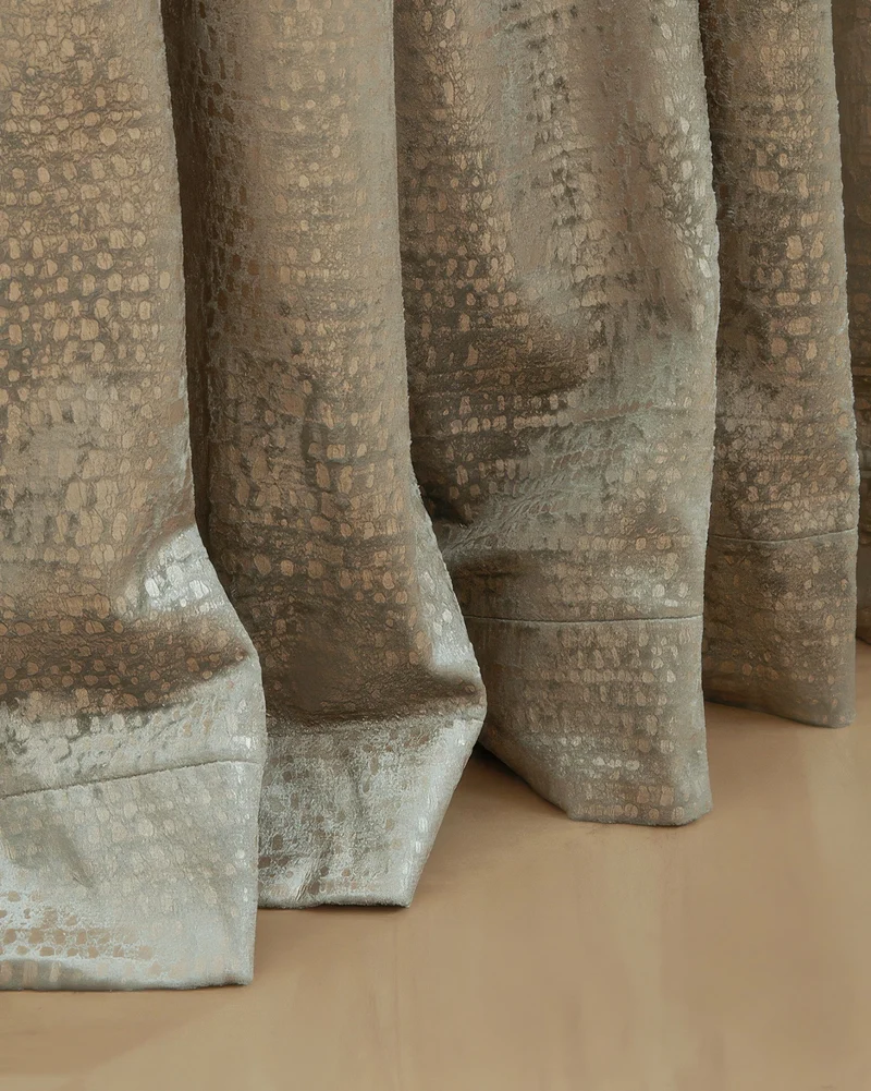 Pebbles Foil Printed Velvet Patterned Custom Curtain | Designed in Italy